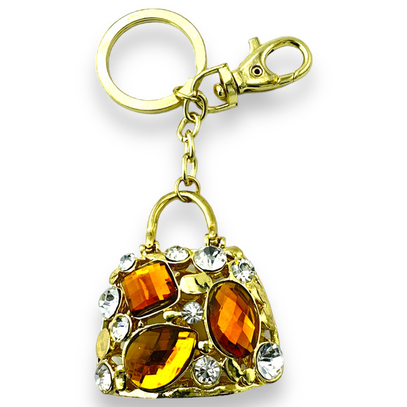 Articulated Queens Handbag Keychain, Rhinestones, Split Key Ring & Clip Gift Bag - Picture 1 of 5